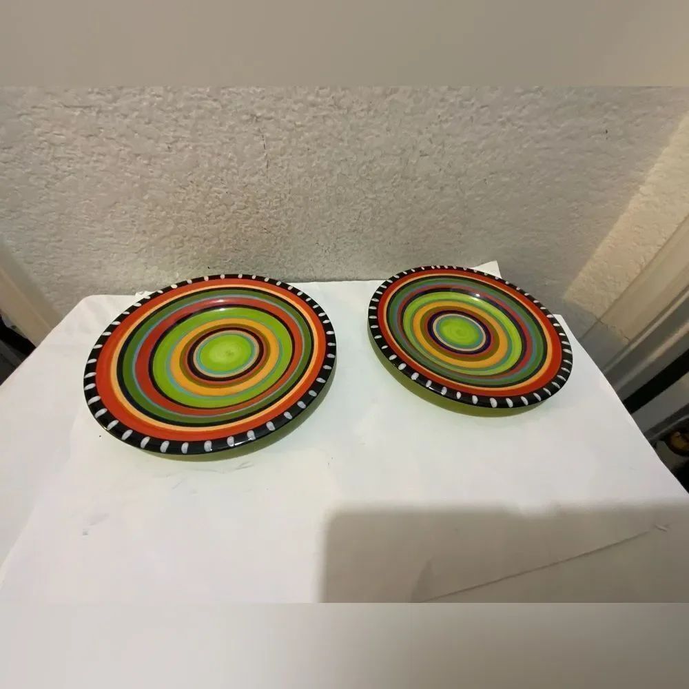 Gibson Elite Pueblo Springs Stoneware Hand Painted 8.5" Salad Plate set 2 G20